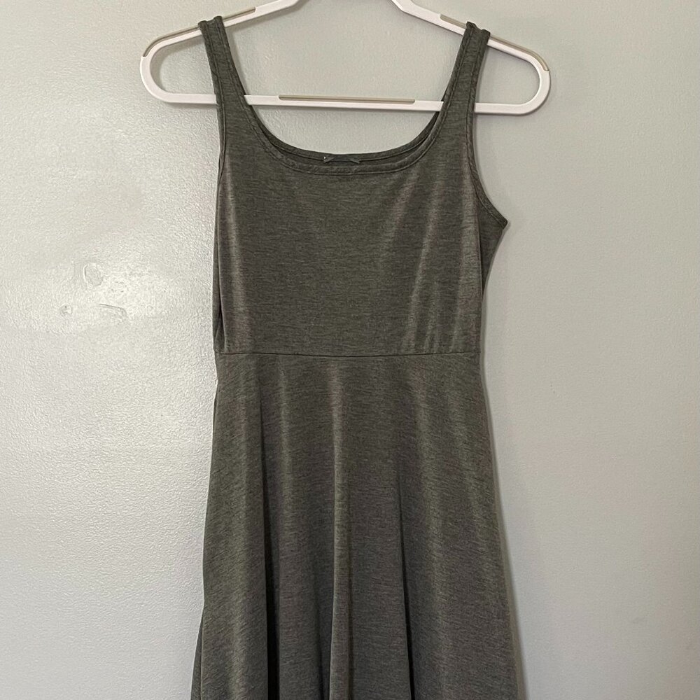 Gray Fit & Flare Tank Dress With Pockets